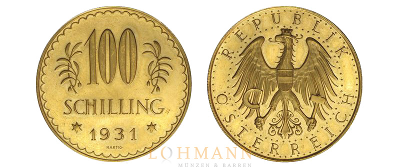 100 Schilling Goldmünze aus 1931
