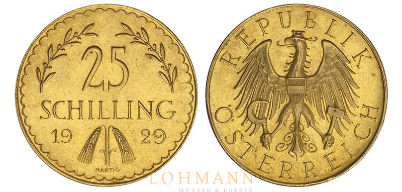 25 Schilling Goldmünze aus 1929