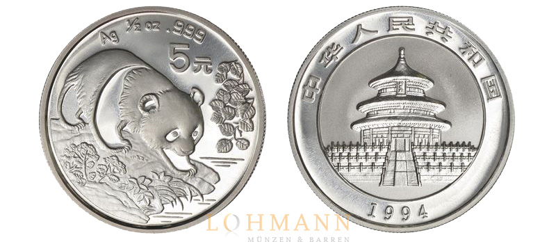 5 Yuan Panda - 1/2 Unze Silber